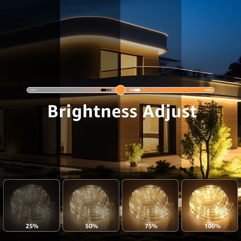FUYO 50ft LED Rope Light with Remote 8 Modes Strip Lights with Timer & Memory 5.5mm Large Diameter Twinkle Lights for Wedding Garden Christmas Halloween Bedroom Patio Decorations(15M, Warm White) - Image 4